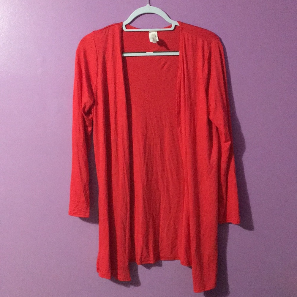 Red cardigan